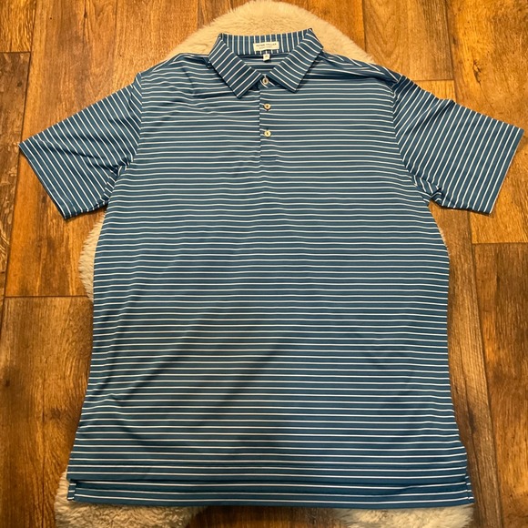 Peter Millar Polo Size XL Summer Comfort‎ Blue Stripe Shirt Men's Short Sleeve - Picture 1 of 7